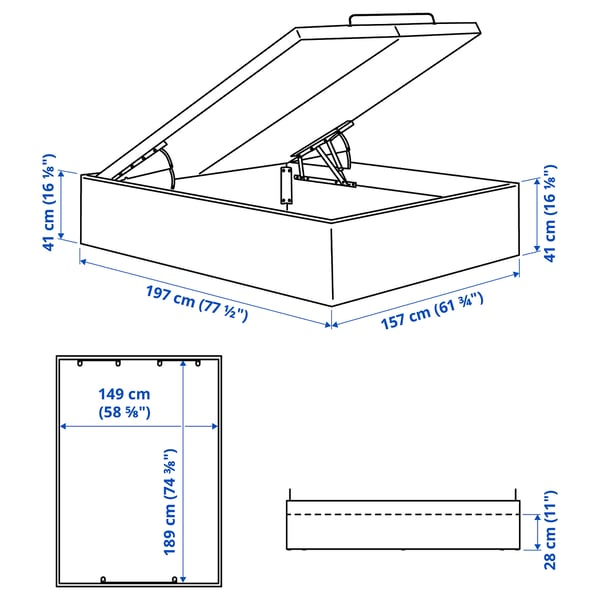 TJÅLLE Upholstered ottoman bed, Bomstad white, 150x190 cm