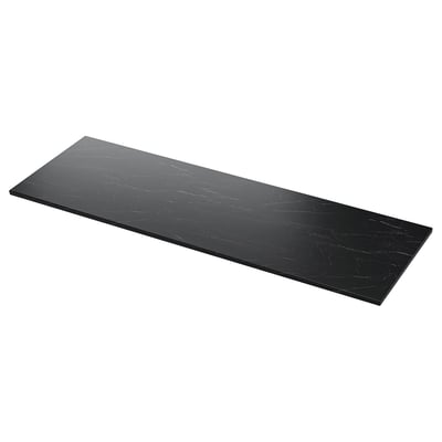 Black marble-look TOLKEN countertop. Rectangular, sleek design. Fibreboard with melamine foil.