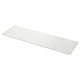 A white marble-look countertop, named TOLKEN, with a rectangular shape and sleek design, made from fibreboard with melamine and plastic foils.