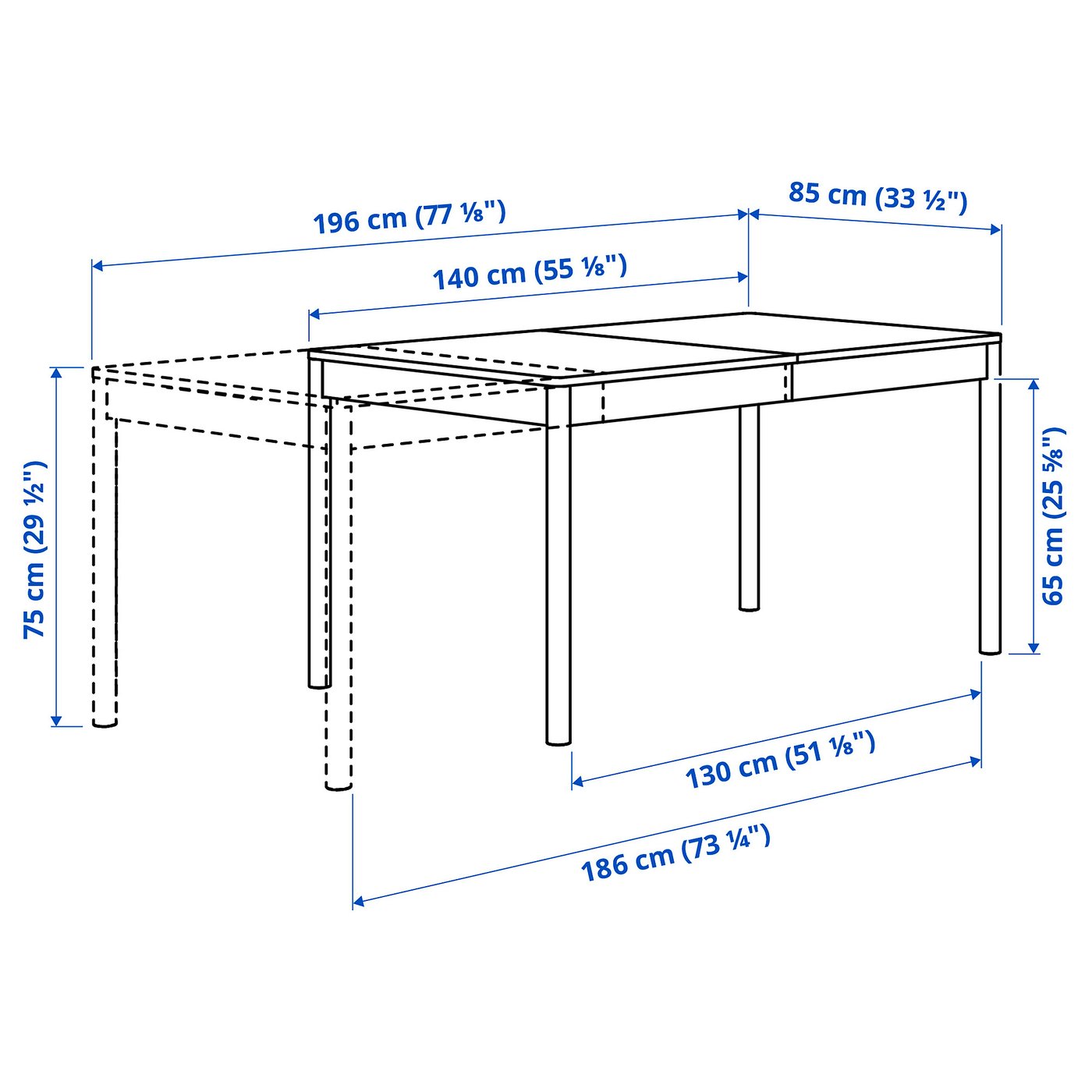 TONSTAD extendable table, oak veneer, 140/196x85 cm - IKEA Spain