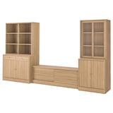 Image TONSTAD storage set: light oak, 3 pieces with mixed open and closed storage, sleek design.