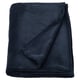 TRATTVIVA navy blue fleece blanket, soft & warm, folded neatly.