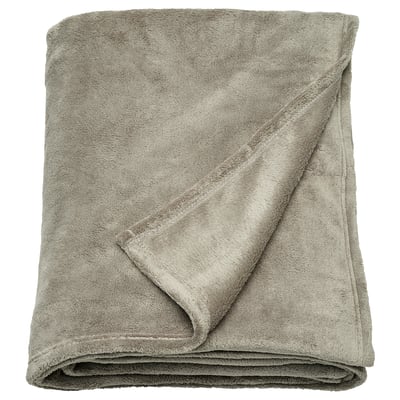 Grey recycled fleece blanket, folded neatly.