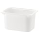 A TROFAST white plastic storage box, rectangular in shape with rounded edges, designed for storing toys or books.