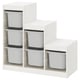 IKEA TROFAST storage, white, wooden & plastic, open shelves, stacked design.