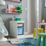 TROFAST Storage combination with boxes, white/light blue, 34x44x56 cm