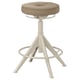A beige TROLLBERGET adjustable stool with a circular cushioned seat, metal star-shaped base, and a mechanism for active seating.