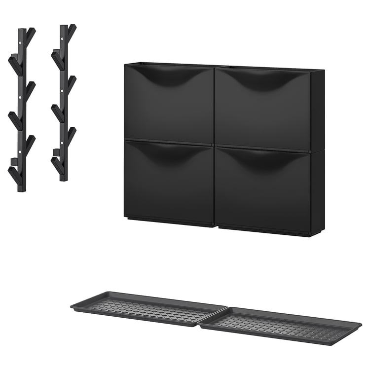 TRONES / BAGGMUCK Hallway furniture, set of 6 black/grey IKEA Spain