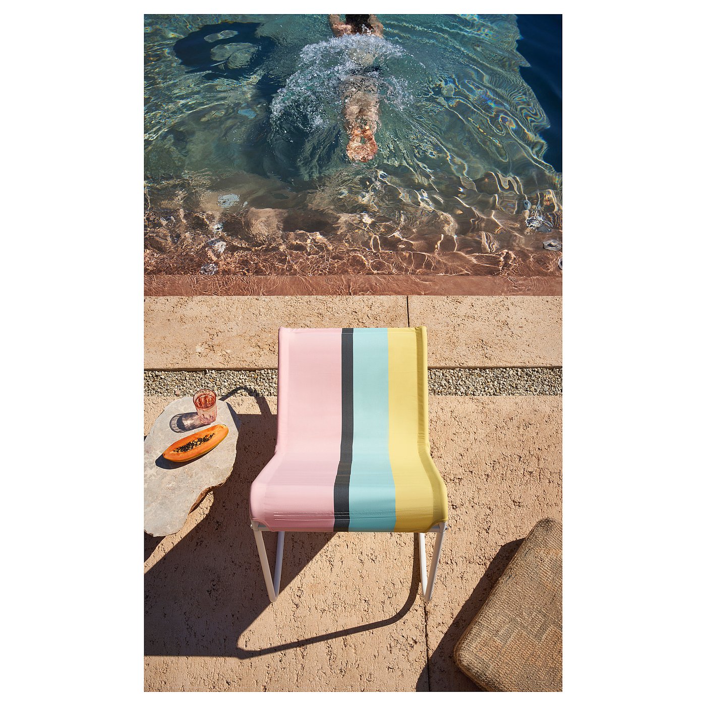【引取り限定】IKEA TUMHOLMEN ロッキングチェア　パラソル　セット TUMHOLMEN rocking-chair, in/outdoor, white/multicolour