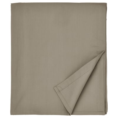 A folded beige ULLVIDE flat sheet with a subtle striped pattern and a hemmed edge design.