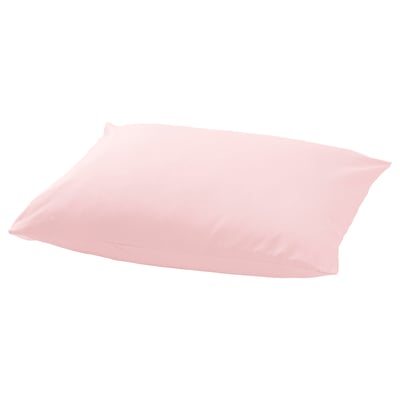Light pink pillowcase, crisp percale, rectangular shape, plain design. ULLVIDE, 85% cotton, 15% lyocell.