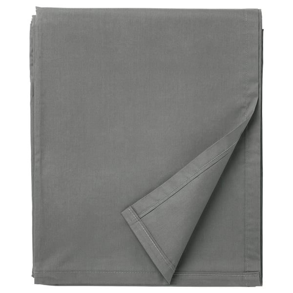 A gray ULLVIDE sheet, neatly folded, with a smooth texture and finely stitched edges for durability.