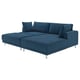 UPPÅKRA 3-seat modular sofa, with chaise longue, right with footstool/Samsala dark blue