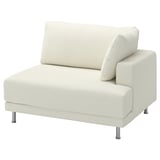 UPPÅKRA cream-colored sofa chair with bouclé fabric, rounded edges, and metallic legs.