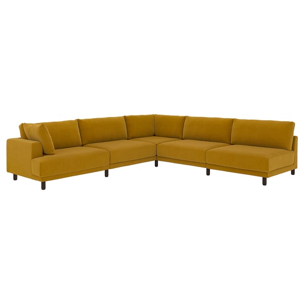 UPPÅKRA Modular corner sofa, 6 seat, with open end, right/Samsala yellow-brown