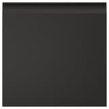 Black kitchen cabinet, square, modern with chamfered edges, same-tone handle.