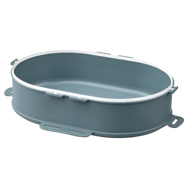 A gray plastic UTBJUDA stackable lunch box container with a white seal.