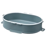 A gray plastic UTBJUDA stackable lunch box container with a white seal.