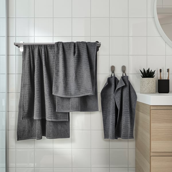 VÅGSJÖN Towel, set of 6, dark grey, 30x50/50x100/70x140cm