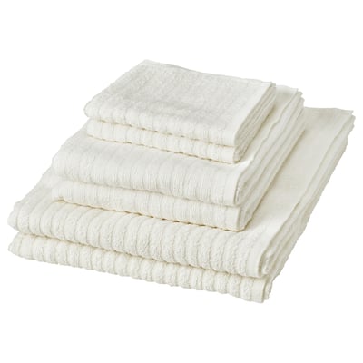 VÅGSJÖN Towel, set of 6, white, 30x50/50x100/70x140cm