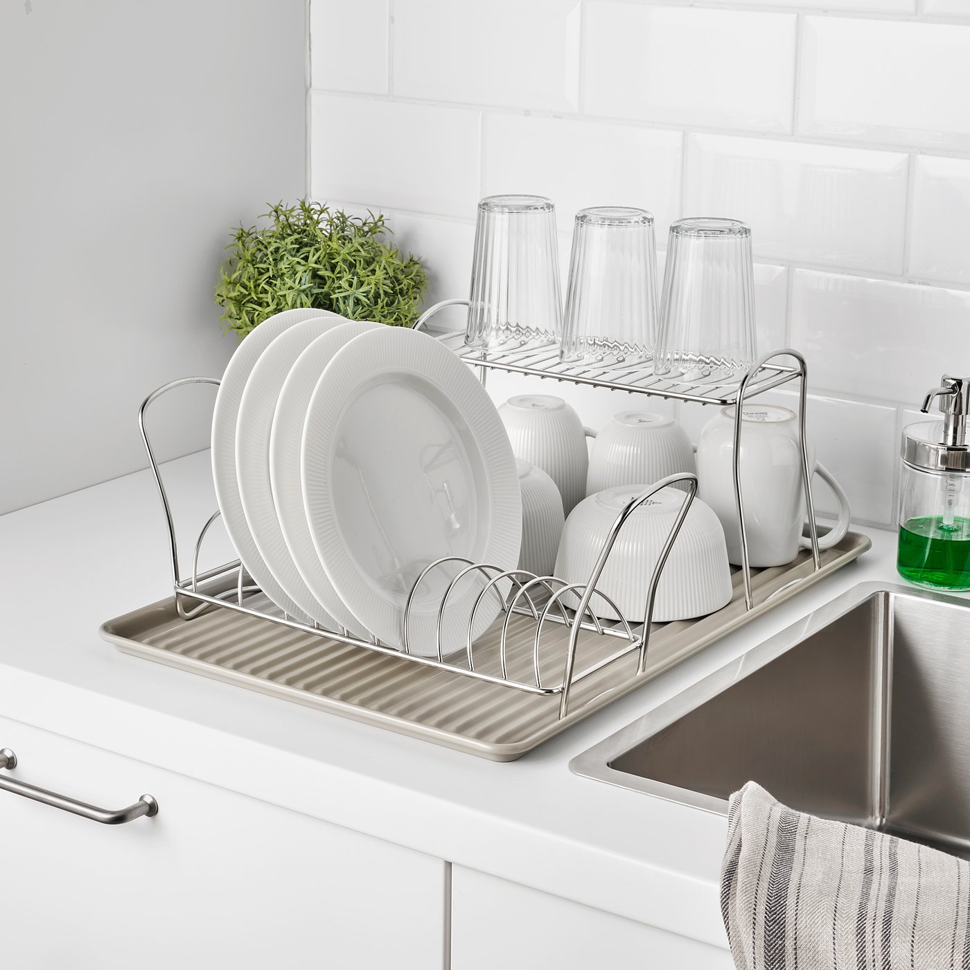 VÄLVÅRDAD dish drying rack, stainless steel, 12x32 cm IKEA Spain