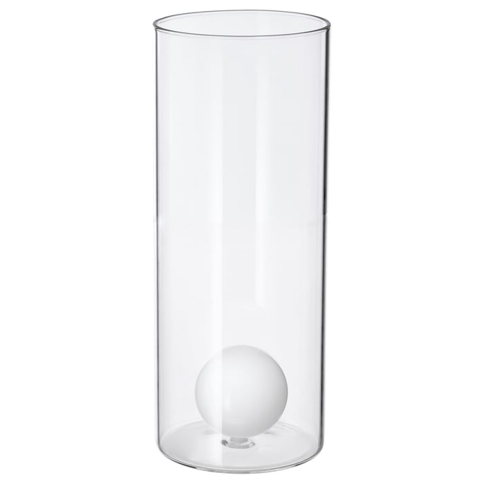 VARMBLIXT Vase, clear glass/white, 25 cm IKEA Spain