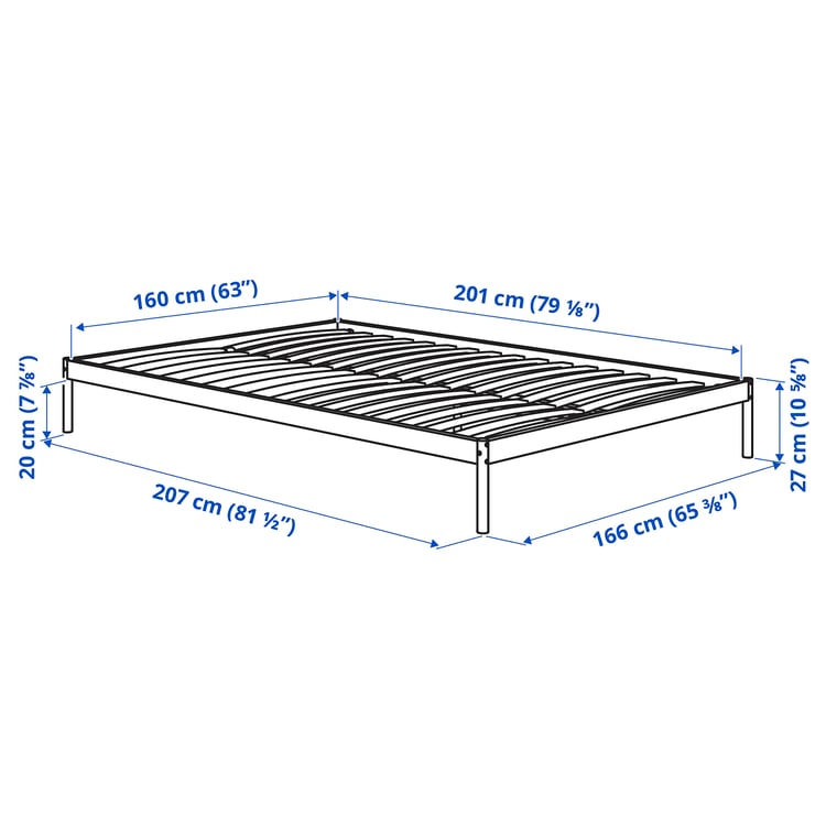 VEVELSTAD bed frame, white, 160x200 cm IKEA Spain