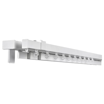 VIDGA silver curtain rail system, modern design, sleek aluminum finish, multiple hooks, wall/ceiling mountable.