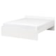White VIHALS platform bed in minimalist design, rectangular shape with clean lines, made of particleboard and acrylic paint.