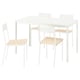 Ikea VIHALS white table and chairs set, square, minimalist, metal and wood.