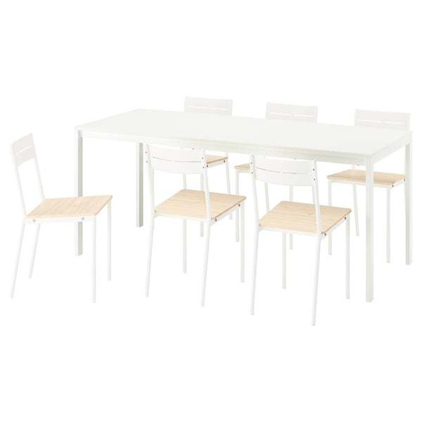 White ikea VIHALS extendable dining set for small spaces