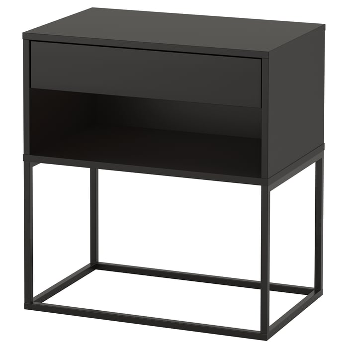 VIKHAMMER Bedside table, black, 60x39 cm IKEA Spain