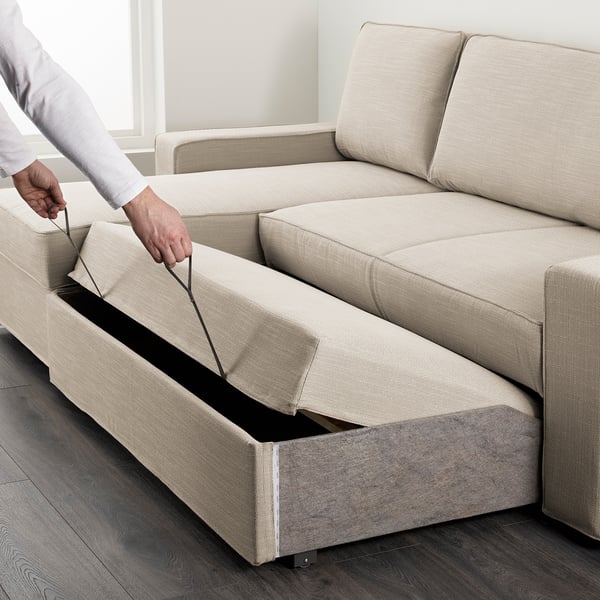 VILASUND Sofa bed with chaise longue Hillared beige IKEA VILASUND Sofa bed with chaise longue Hillared beige IKEA