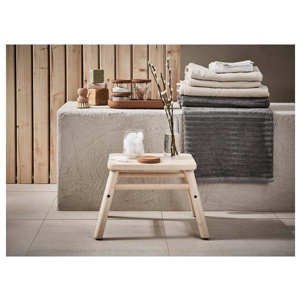 VILTO birch step stool for bathroom, natural wood color, simple design.