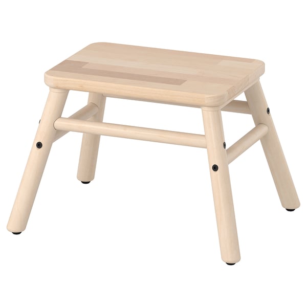 Light wooden stool, simple design, four legs, square top.