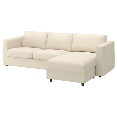 VIMLE 3-seat sofa, with chaise longue/Knäbäck light beige