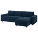 VIMLE 3-seat sofa with chaise longue, with wide armrests/Kelinge dark blue