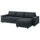 VIMLE 3-seat sofa with chaise longue, with wide armrests/Knäbäck anthracite