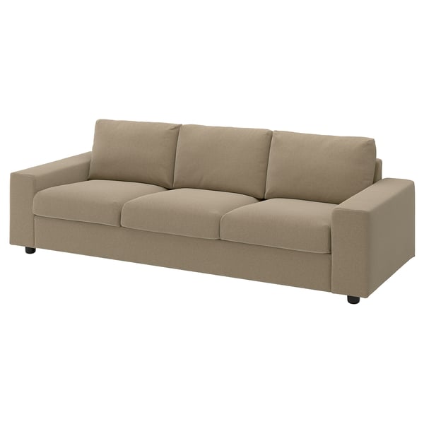 VIMLE 3-seat sofa, with wide armrests/Johanneshov brown-beige
