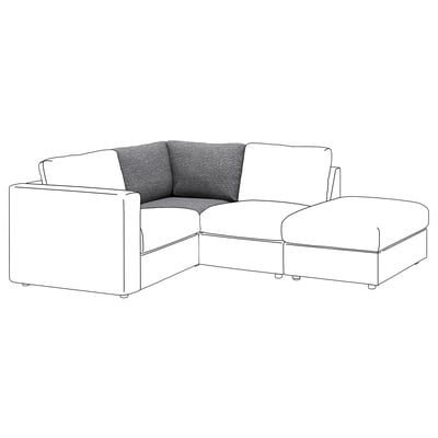 VIMLE sectional sofa in grey, l-shape with removable covers.
