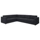 A VIMLE corner sofa in dark gray, with a sleek design and upholstered in fabric with wooden legs.