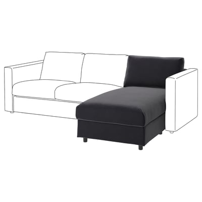 A modern, grey VIMLE sofa with a chaise lounge, showcasing a sleek and minimalist design.