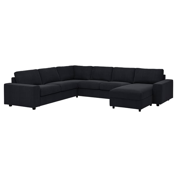 VIMLE sectional sofa, black, modern, l-shape, fabric.