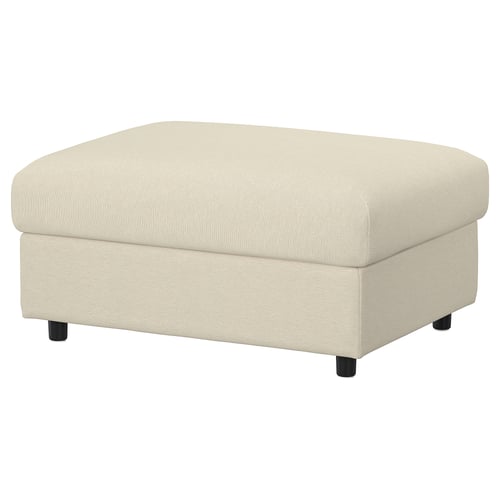 VIMLE Cover for footstool with storage, Knäbäck light beige