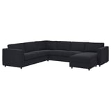Dark gray VIMLE sectional sofa, modern design with removable machine-washable covers, l-shaped for corner placement.