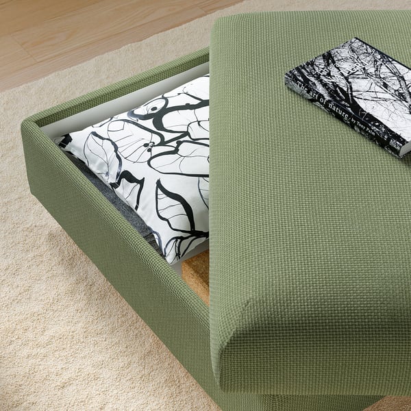 VIMLE Footstool with storage, Mosshed grey-green
