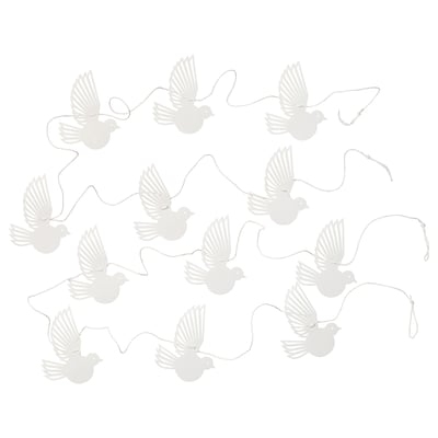 White paper dove garlands, gently strung on thin wire, for festive decor.