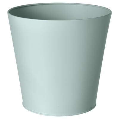 VITLÖK light grey metal planter - cylindrical, smooth.