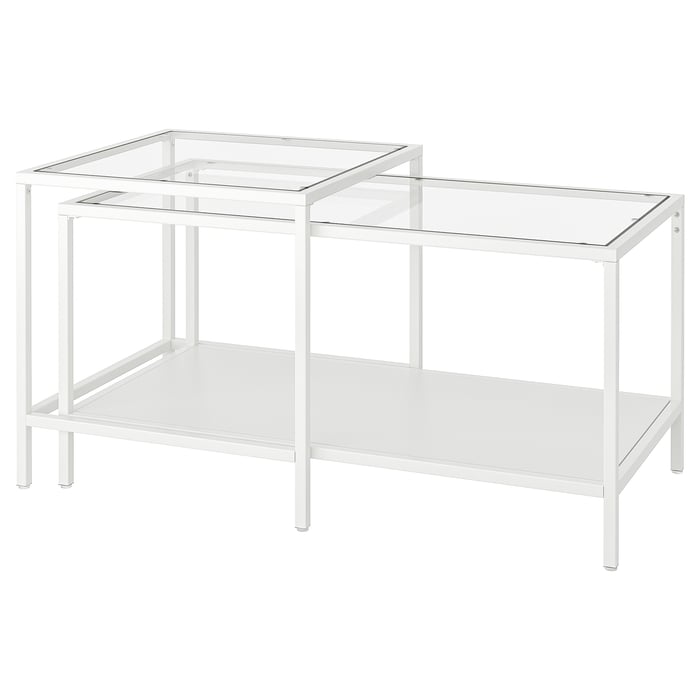 VITTSJÖ nest of tables, set of 2, white/glass, 90x50 cm IKEA Spain