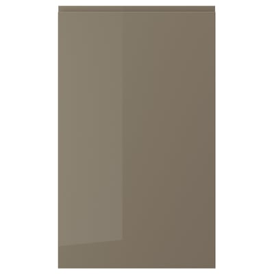 VOXTORP door, high-gloss dark grey-brown, sleek & modern, seamless handle, rectangular shape, smooth finish.